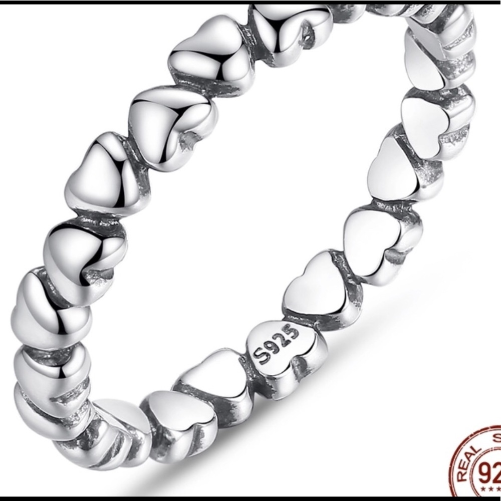 925 silver hearts ring